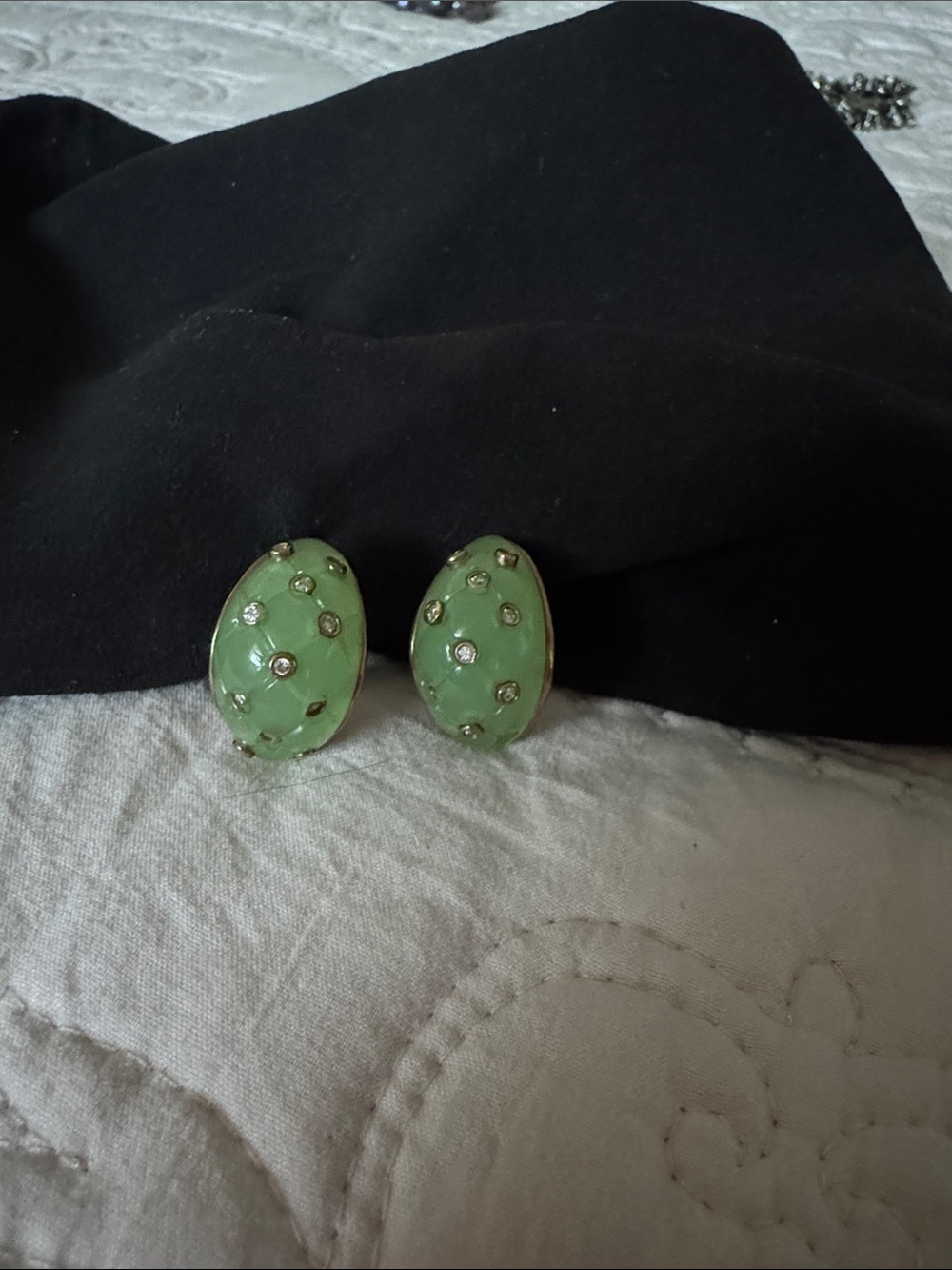 Green Oval Crystal Accent Clip-On Earrings - Women's Jewelry